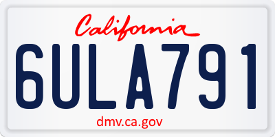 CA license plate 6ULA791