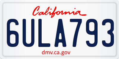 CA license plate 6ULA793