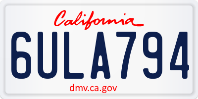 CA license plate 6ULA794