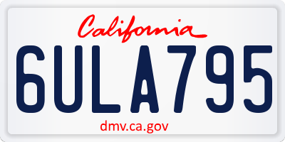 CA license plate 6ULA795