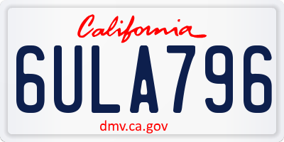 CA license plate 6ULA796