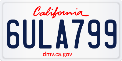 CA license plate 6ULA799