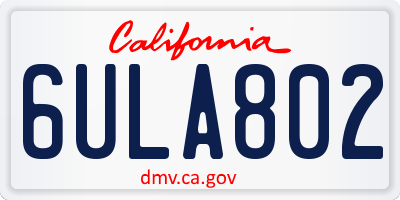 CA license plate 6ULA802