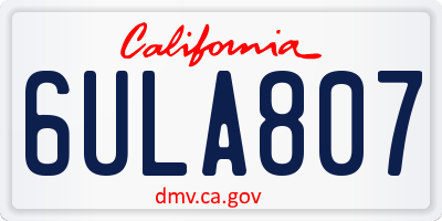 CA license plate 6ULA807