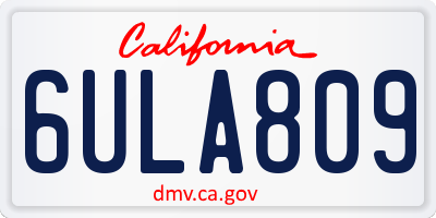 CA license plate 6ULA809