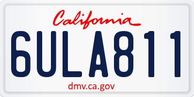 CA license plate 6ULA811
