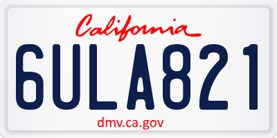 CA license plate 6ULA821