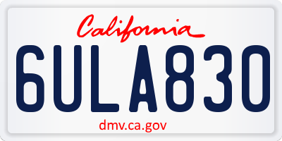 CA license plate 6ULA830