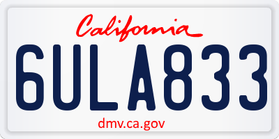 CA license plate 6ULA833