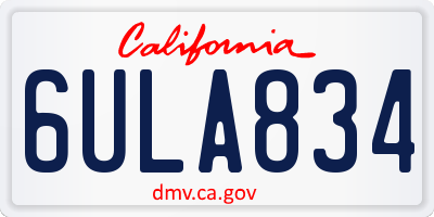 CA license plate 6ULA834