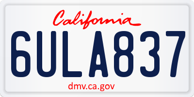 CA license plate 6ULA837