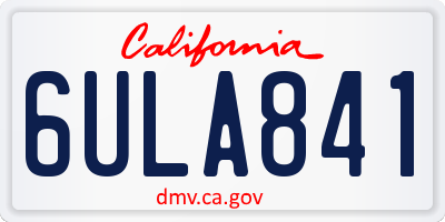 CA license plate 6ULA841