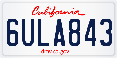 CA license plate 6ULA843