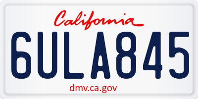 CA license plate 6ULA845