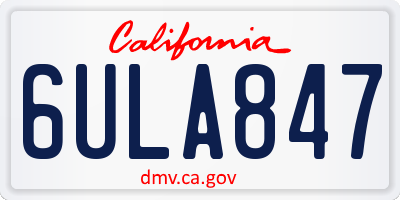 CA license plate 6ULA847
