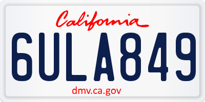 CA license plate 6ULA849