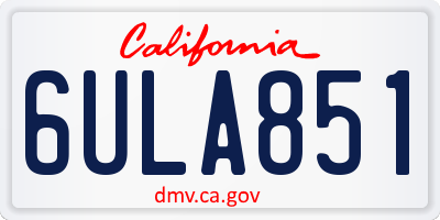 CA license plate 6ULA851
