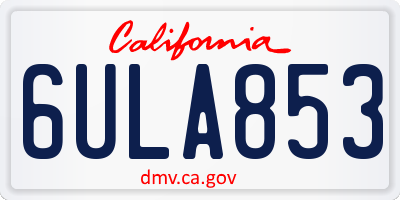 CA license plate 6ULA853