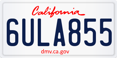 CA license plate 6ULA855