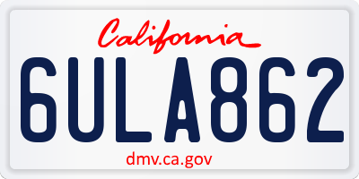 CA license plate 6ULA862