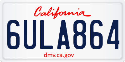 CA license plate 6ULA864