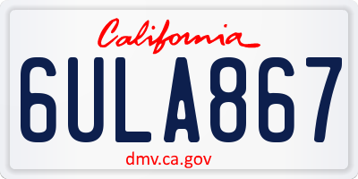 CA license plate 6ULA867