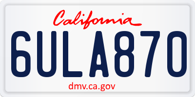 CA license plate 6ULA870