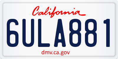 CA license plate 6ULA881
