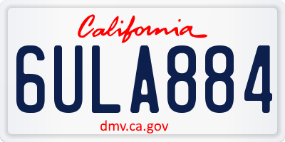 CA license plate 6ULA884