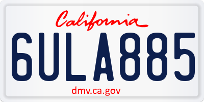 CA license plate 6ULA885