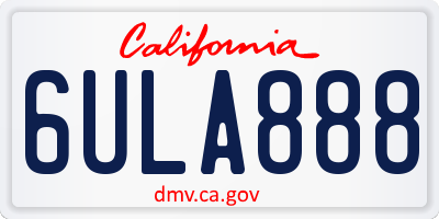 CA license plate 6ULA888