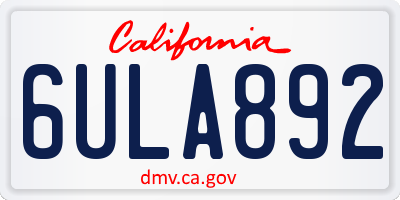 CA license plate 6ULA892