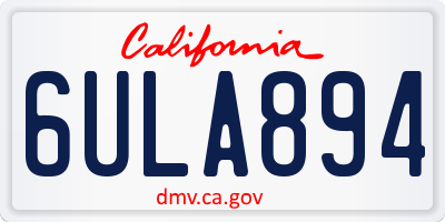 CA license plate 6ULA894