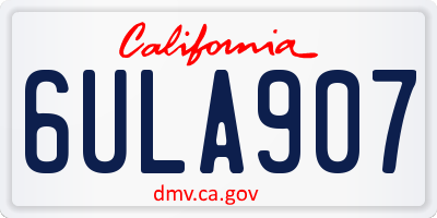CA license plate 6ULA907
