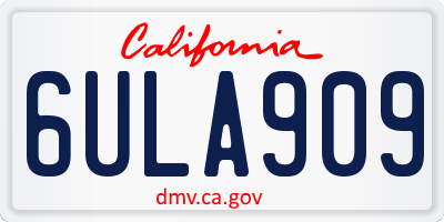 CA license plate 6ULA909