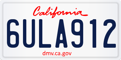 CA license plate 6ULA912