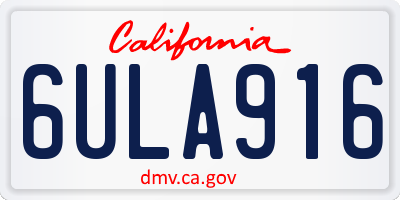 CA license plate 6ULA916