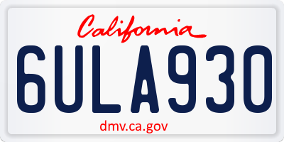 CA license plate 6ULA930