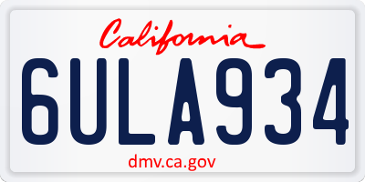 CA license plate 6ULA934