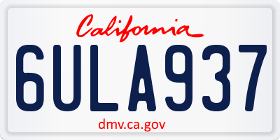 CA license plate 6ULA937
