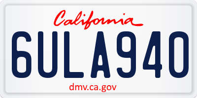 CA license plate 6ULA940