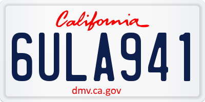 CA license plate 6ULA941
