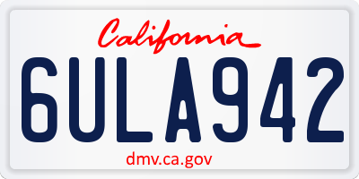 CA license plate 6ULA942