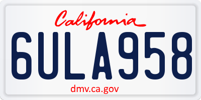 CA license plate 6ULA958