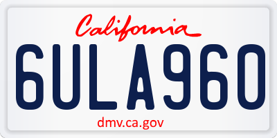 CA license plate 6ULA960