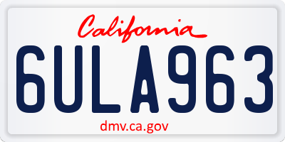 CA license plate 6ULA963