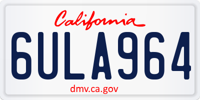 CA license plate 6ULA964