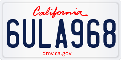 CA license plate 6ULA968