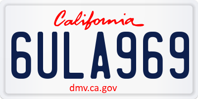 CA license plate 6ULA969