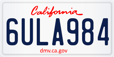 CA license plate 6ULA984